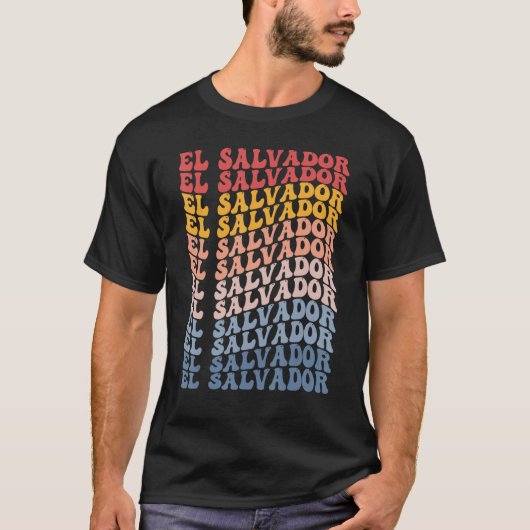 El Salvador Groovy Retro Salvadoran Tシャツ (正面)