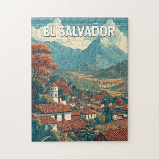 El Salvador Illustration Travel Art Vintage ジグソーパズル (縦)