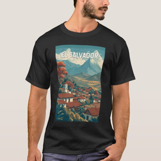 El Salvador Illustration Travel Art Vintage Tシャツ (正面)