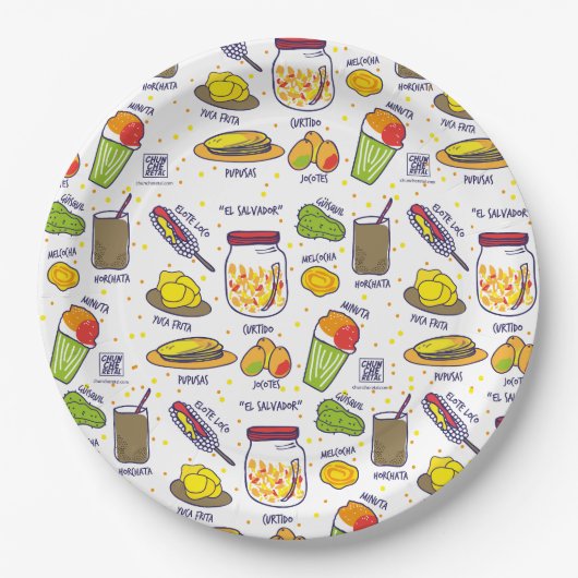 El Salvador, platos papel antojitos salvadoreños ペーパープレート (正面)