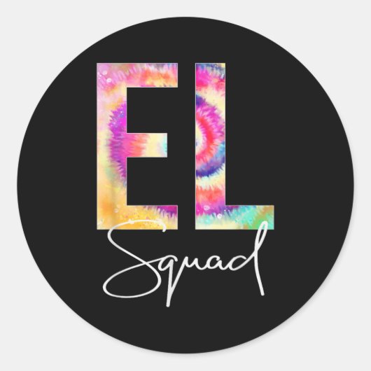 El Squad Tie Dye Back To School Women Appreciation ラウンドシール (正面)