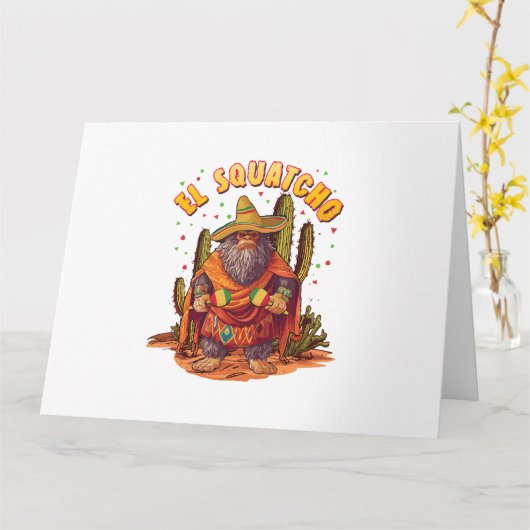 El Squatcho Bigfoot with Maraca, Sombrero and Ponc カード (黄色い花)