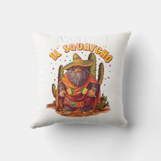 El Squatcho Bigfoot with Maraca, Sombrero and Ponc クッション (裏面)