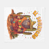 El Squatcho Bigfoot with Maraca, Sombrero and Ponc フリースブランケット (正面(横))