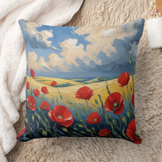 El susuro del viento en las amapolas クッション (ブランケット)