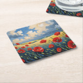 El susurro del viento en las amapolas スクエアペーパーコースター (アングル)
