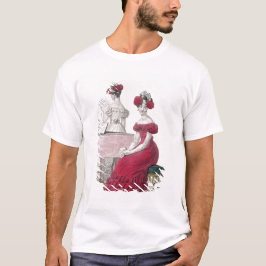 Elaboのクレープのイブニング・ドレスの若い女性 Tシャツ (正面)