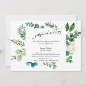  elaborate script eucalyptus postponed wedding car 招待状 (正面)