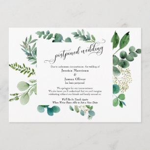  elaborate script eucalyptus postponed wedding car 招待状