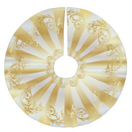 Elagantの金ゴールドおよび白い汚れのクリスマス ブラッシュドポリエステルツリースカート