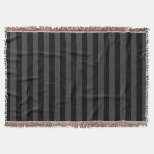 Elagnat Black & Smoky Black垂直ストライプ スローブランケット (正面)