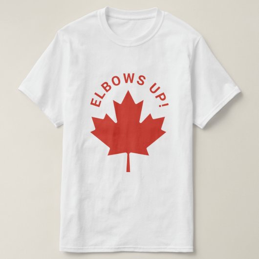 ELBOES UPカナダ赤メープルリーフカナダ Tシャツ (デザイン正面)
