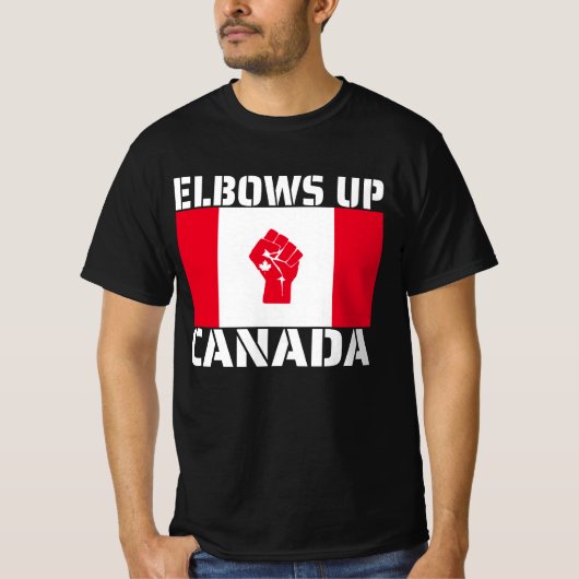 Elbows Up Canada – カナディアン誇りを持った州 Tシャツ (正面)