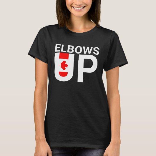 Elbows Up Canada 51stシャツ、アンチ – トランプ販売 Tシャツ (正面)
