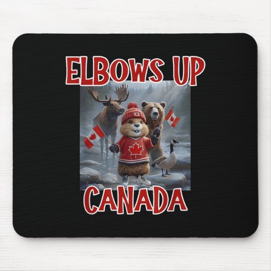 Elbows Up Canada Est 1867 Canadian 誇りを持った Strong C マウスパッド (正面)