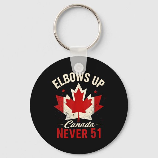 Elbows Up Canada Never 51 Canada Flag キーホルダー (正面)