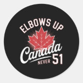 Elbows Up Canada Never 51 Canada Flag ラウンドシール (正面)
