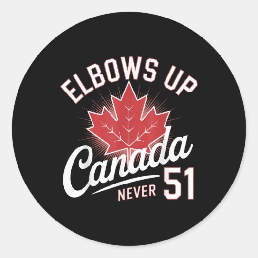 Elbows Up Canada Never 51 Canada Flag ラウンドシール (正面)