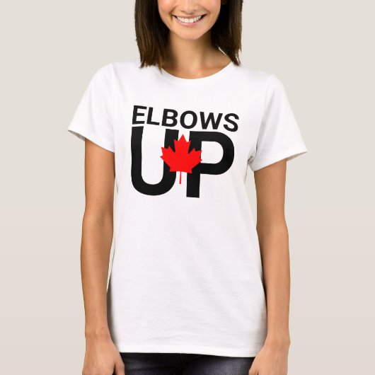 Elbows Up Canada Never 51st Tシャツ、アンチ – トランプ Tシャツ (正面)