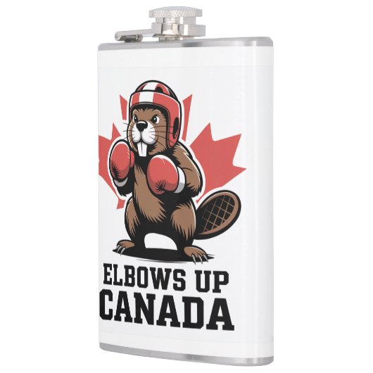 Elbows Up Canada | Quirky Canadian Pride Gift フラスク (左)
