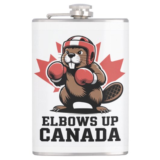 Elbows Up Canada | Quirky Canadian Pride Gift フラスク (正面)