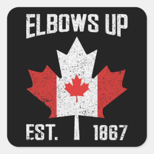 Elbows Up Canada True North Strong Canadian 誇りを持った スクエアシール
