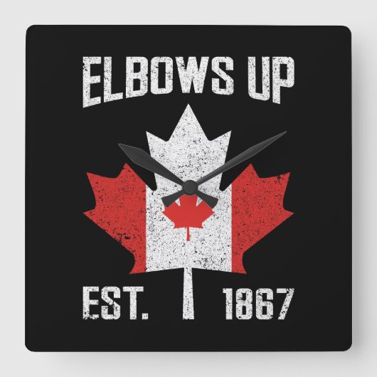 Elbows Up Canada True North Strong Canadian 誇りを持った スクエア壁時計 (正面)