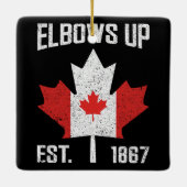 Elbows Up Canada True North Strong Canadian 誇りを持った セラミックオーナメント (裏面)