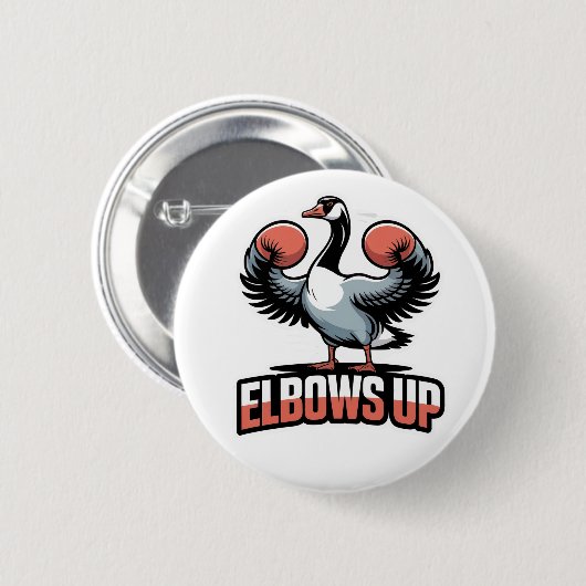 Elbows Up – Fighting Canadian Goose 缶バッジ (正面&裏面)