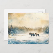 Elche im Winter - Postkarte ポストカード (正面/裏面)
