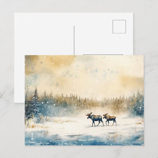 Elche im Winter - Postkarte ポストカード (正面/裏面)
