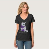 Elder Abuse Awareness Month Purple Ribbon Cat Tシャツ (正面フル)