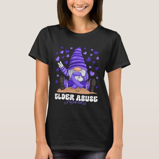 Elder Abuse Awareness Month Purple Ribbon Gnome Tシャツ (正面)