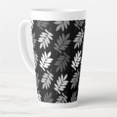Elder Leaf Big Pattern Black White Grey カフェラテマグ (左アングル)