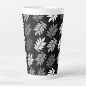 Elder Leaf Big Pattern Black White Grey カフェラテマグ (正面)