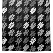 Elder Leaf Big Pattern Black White Grey シャワーカーテン (正面)