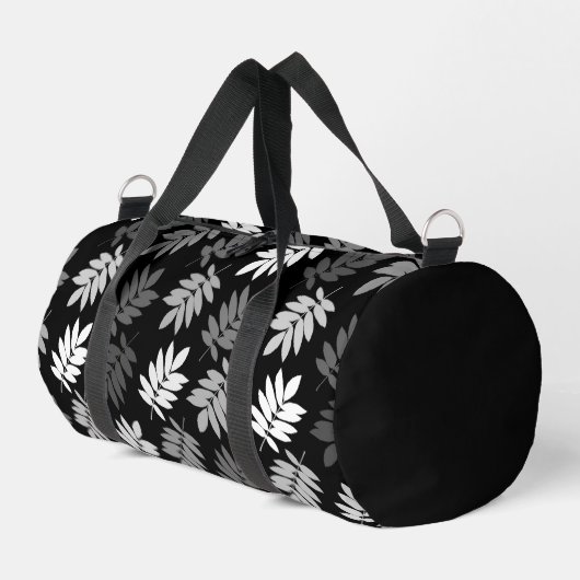 Elder Leaf Big Pattern Black White Grey ダッフルバッグ (左コーナー)