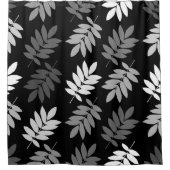Elder Leaf Lg Pattern Black White Grey シャワーカーテン (正面)