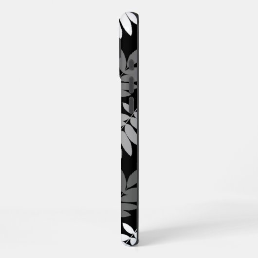 Elder Leaf Lg Pattern Black White Grey iPhoneケース (左側面)