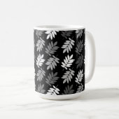 Elder Leaf Pattern Black White Grey コーヒーマグカップ (正面右)