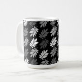 Elder Leaf Pattern Black White Grey コーヒーマグカップ (正面左)