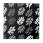 Elder Leaf Pattern Black White Grey タイル (正面)