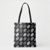 Elder Leaf Pattern Black White Grey トートバッグ (正面)