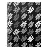 Elder Leaf Pattern Black White Grey ノートブック (正面)
