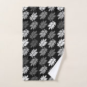 Elder Leaf Pattern Black White Grey バスタオルセット (ハンドタオル)