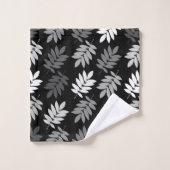 Elder Leaf Pattern Black White Grey バスタオルセット (ウォッシュタオル)