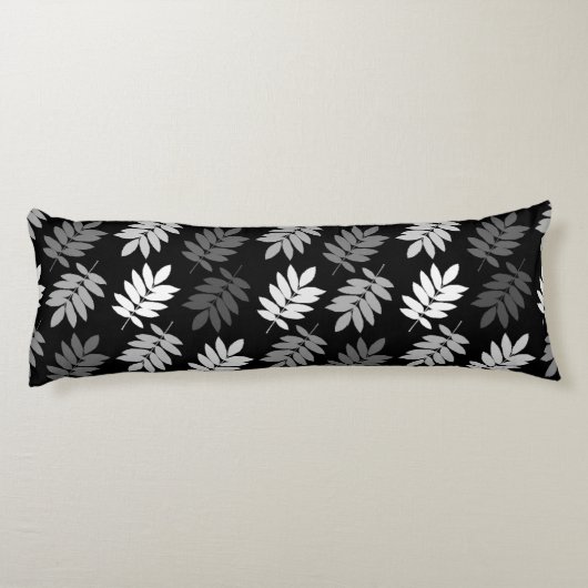 Elder Leaf Pattern Black White Grey ボディピロー (裏面)
