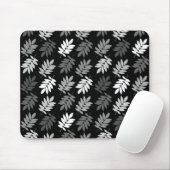 Elder Leaf Pattern Black White Grey マウスパッド (マウス)