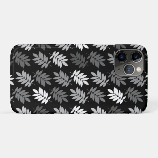 Elder Leaf Pattern Black White Grey Case-Mate iPhoneケース (裏面(横))