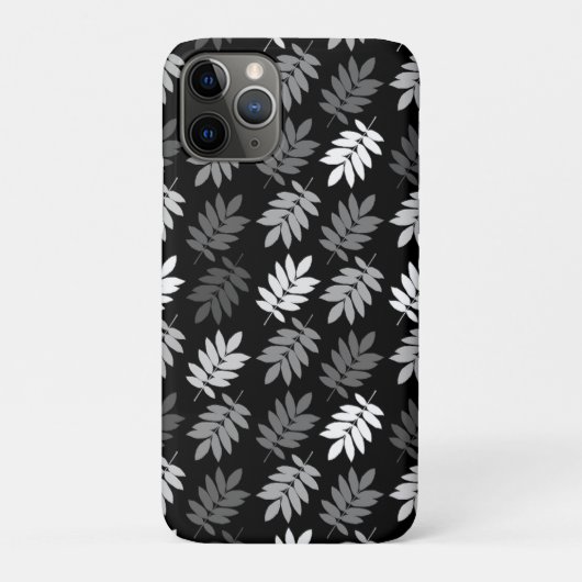 Elder Leaf Pattern Black White Grey Case-Mate iPhoneケース (裏)